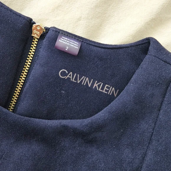 Suede Calvin Klein Navy Dress - Picture 3 of 3